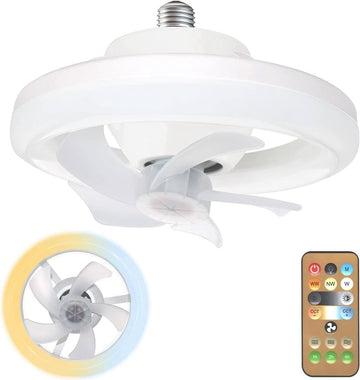 LED Ceiling Fan Light with Acrylic Shade and Remote Control, 360° Rotation, 3 Speeds, 3 Colors, Low Profile Oscillating Ventilateur, Timer and Adjustable Modern Ceiling Lighting