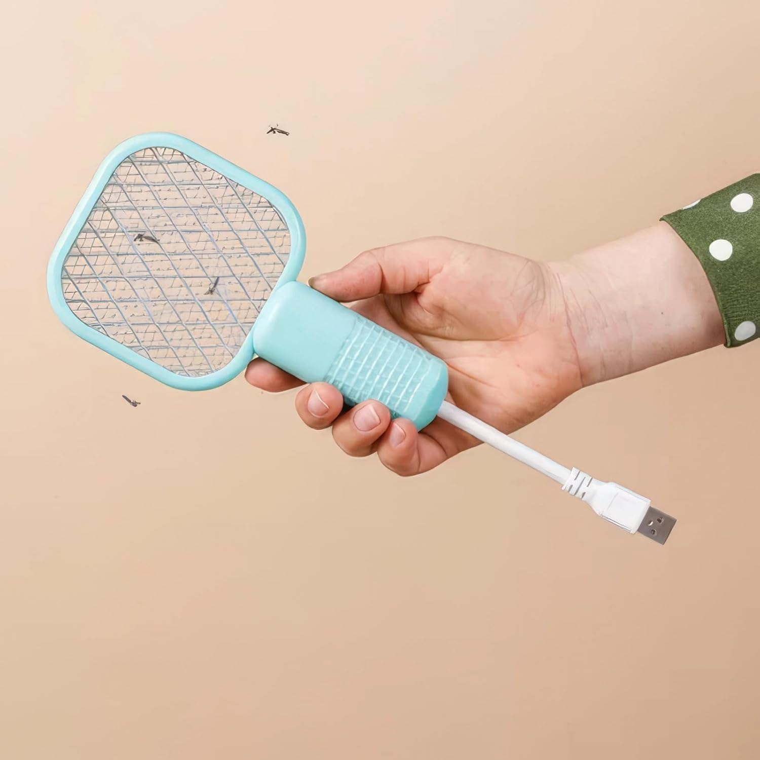 Mini Mosquito Kill Bat & Lamp 2-in-1 | USB Rechargeable Electric Fly Swatter & Bug Zapper | Portable Mosquito Trap Light for Indoor & Outdoor Use (Pack of 1) (Multicolour)