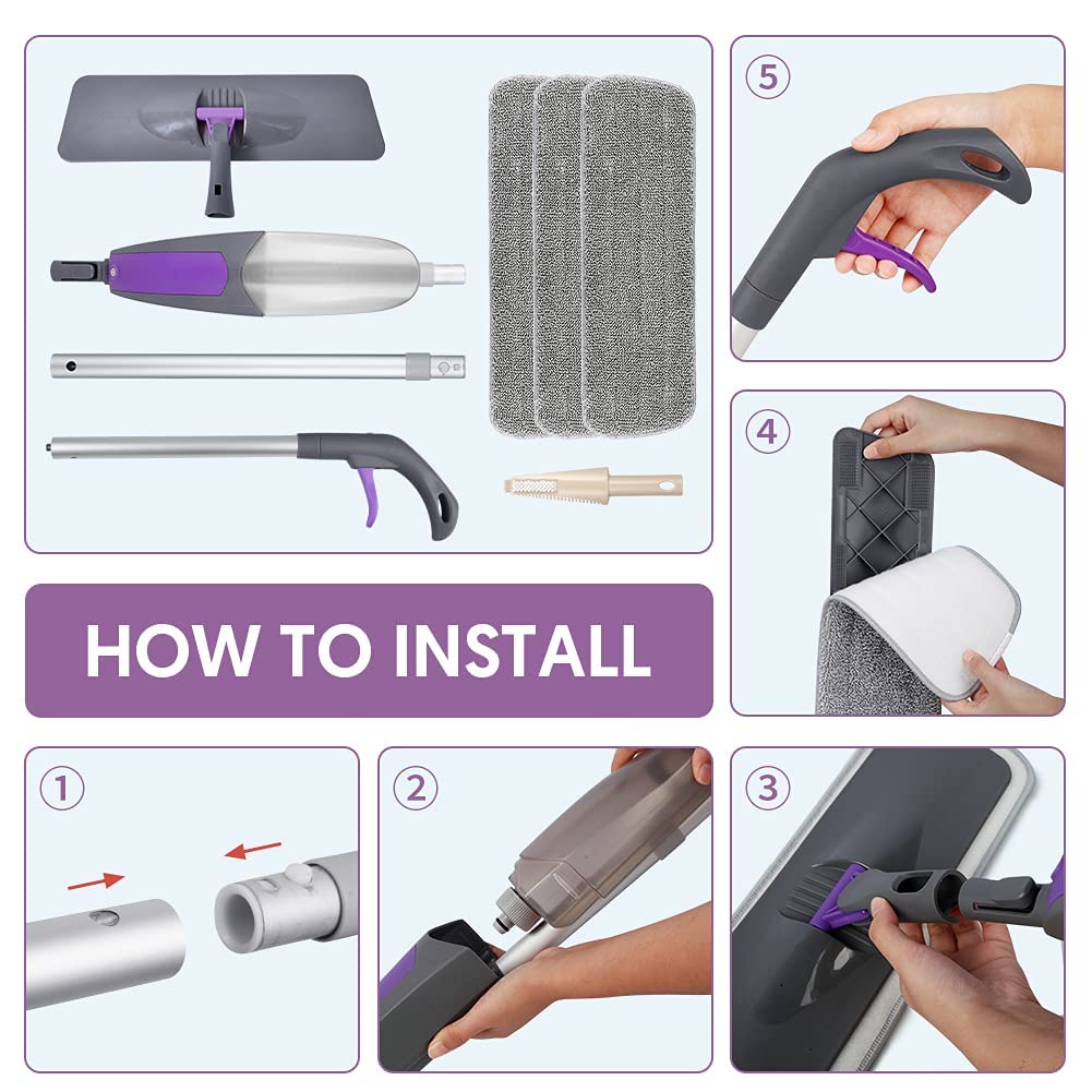 Microfiber 360 Degree Cleaning Healthy Spray Mop with Washable Cleaning Pad and Integrated Water Spray for Floor Cleaning, Spray Mop Cleaner, floor cleaning mop, Cleaning Mop for Home & Office Easy to use,