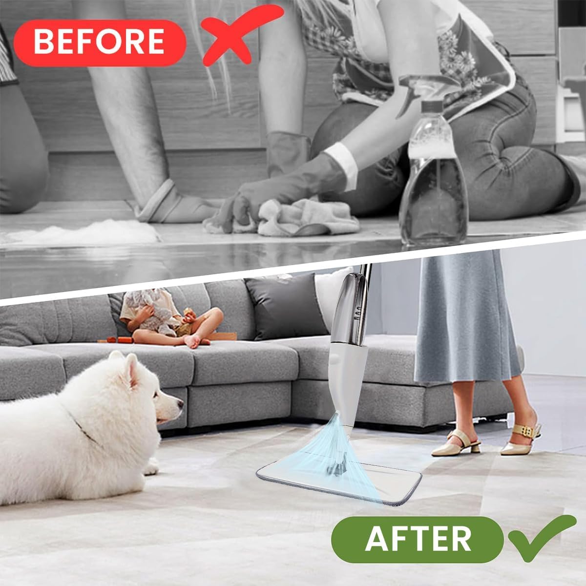 Microfiber 360 Degree Cleaning Healthy Spray Mop with Washable Cleaning Pad and Integrated Water Spray for Floor Cleaning, Spray Mop Cleaner, floor cleaning mop, Cleaning Mop for Home & Office Easy to use,