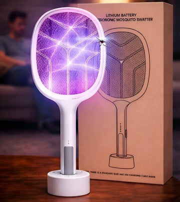 Mosquito Bat with UV Light Lamp Five Nights Mosquito Killer Autokill 2 in 1 Mosquito Racket 1200mAh Lithiumion Rechargeable Battery White Racket (Battery) 6