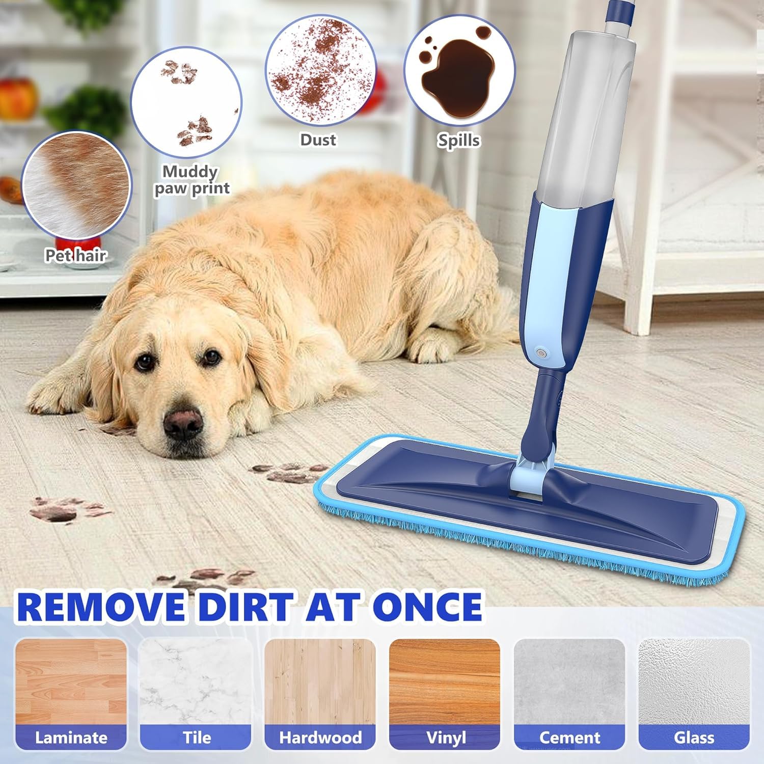 Microfiber 360 Degree Cleaning Healthy Spray Mop with Washable Cleaning Pad and Integrated Water Spray for Floor Cleaning, Spray Mop Cleaner, floor cleaning mop, Cleaning Mop for Home & Office Easy to use,