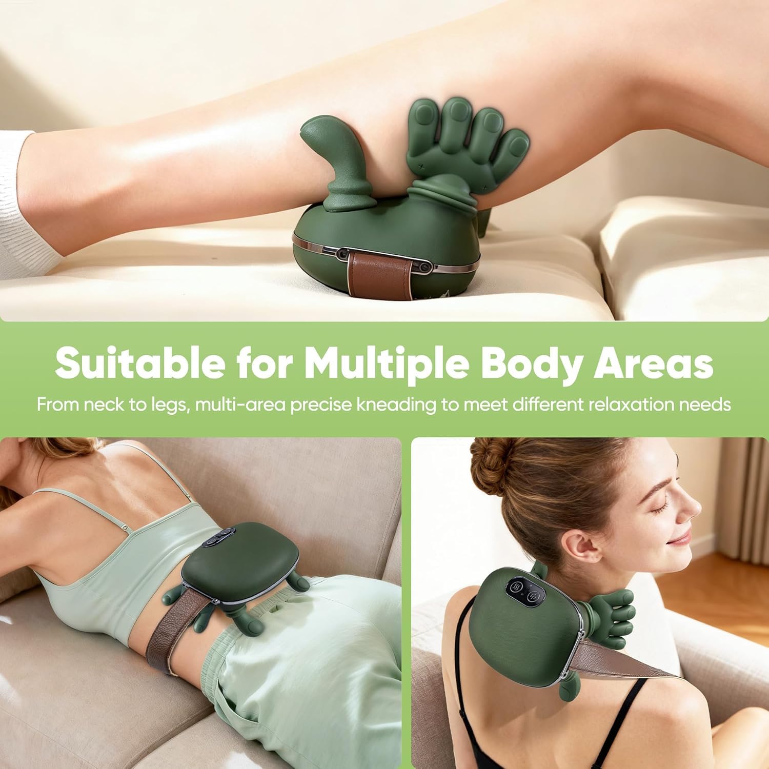Bionic Heated Massager, Wireless Portable Shiatsu Neck and Back Massager, Electric Deep Tissue 4D Kneading Massage, Simulated Human Hand Design for Pain Relief and Muscle Relax