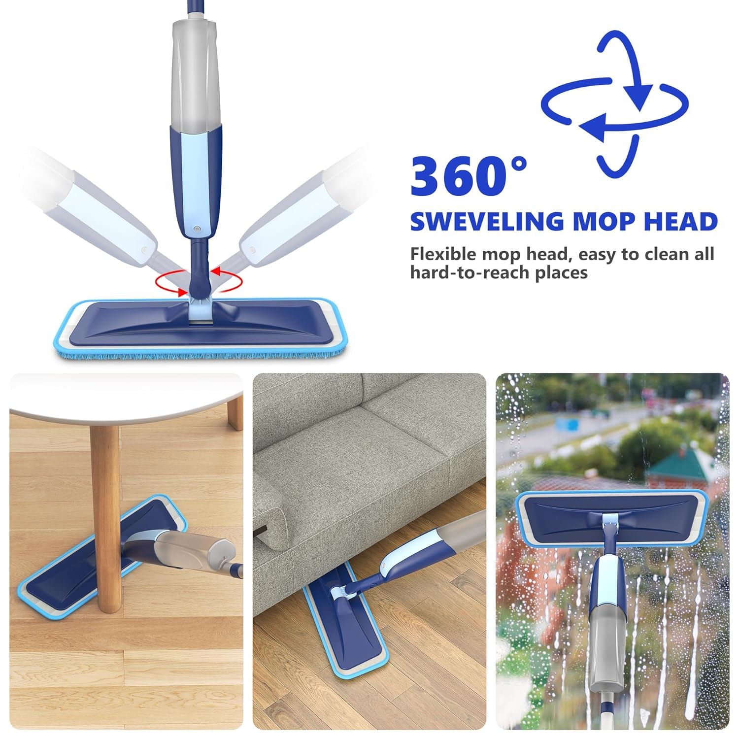 Microfiber 360 Degree Cleaning Healthy Spray Mop with Washable Cleaning Pad and Integrated Water Spray for Floor Cleaning, Spray Mop Cleaner, floor cleaning mop, Cleaning Mop for Home & Office Easy to use,