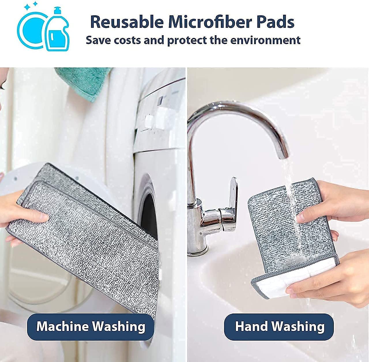 Mop Heavy Quality Floor with Bucket, Flexible Kitchen tap Flat Squeeze Cleaning Supplies 360 Flexible Head/2 Reusable Pads Clean Home Effective for Floor Cleaning