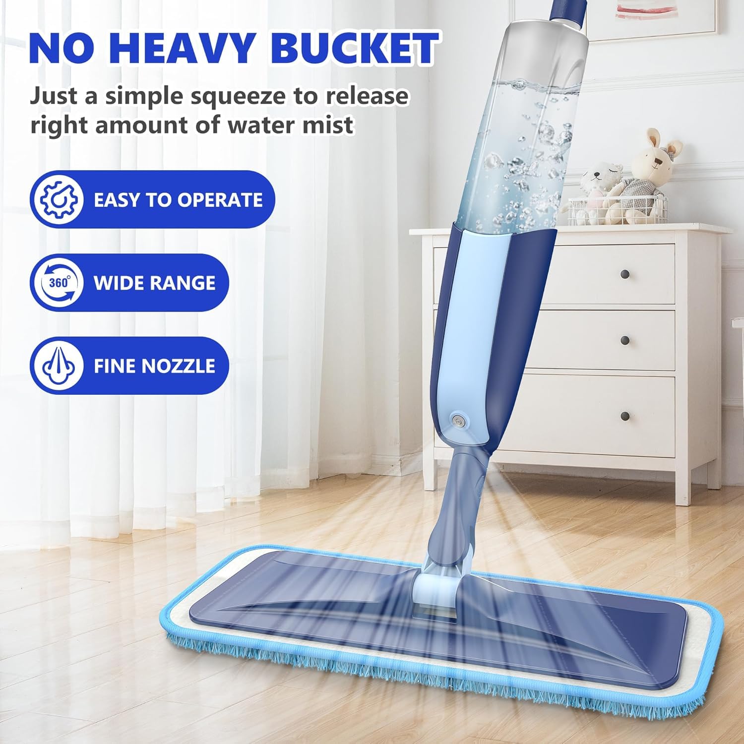 Microfiber 360 Degree Cleaning Healthy Spray Mop with Washable Cleaning Pad and Integrated Water Spray for Floor Cleaning, Spray Mop Cleaner, floor cleaning mop, Cleaning Mop for Home & Office Easy to use,