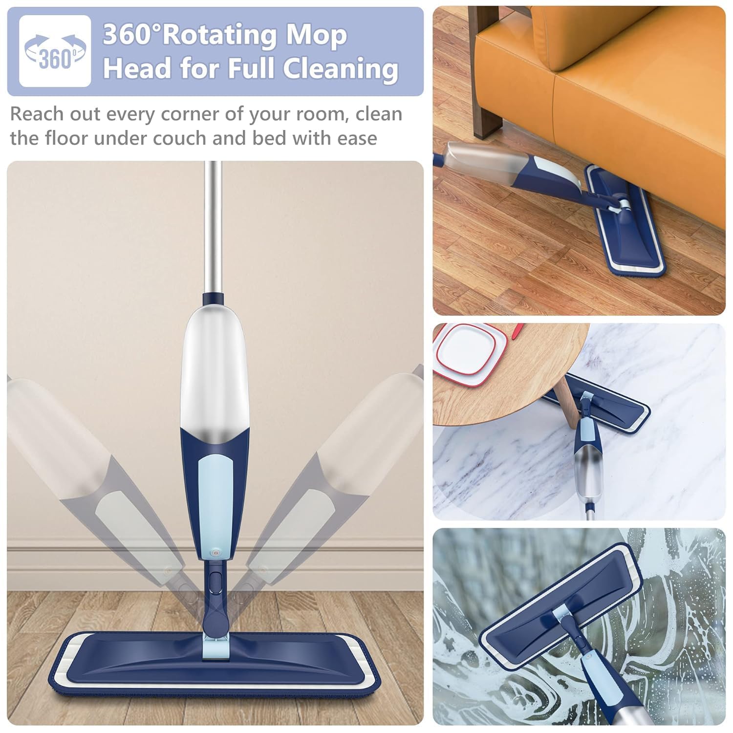 Microfiber 360 Degree Cleaning Healthy Spray Mop with Washable Cleaning Pad and Integrated Water Spray for Floor Cleaning, Spray Mop Cleaner, floor cleaning mop, Cleaning Mop for Home & Office Easy to use,