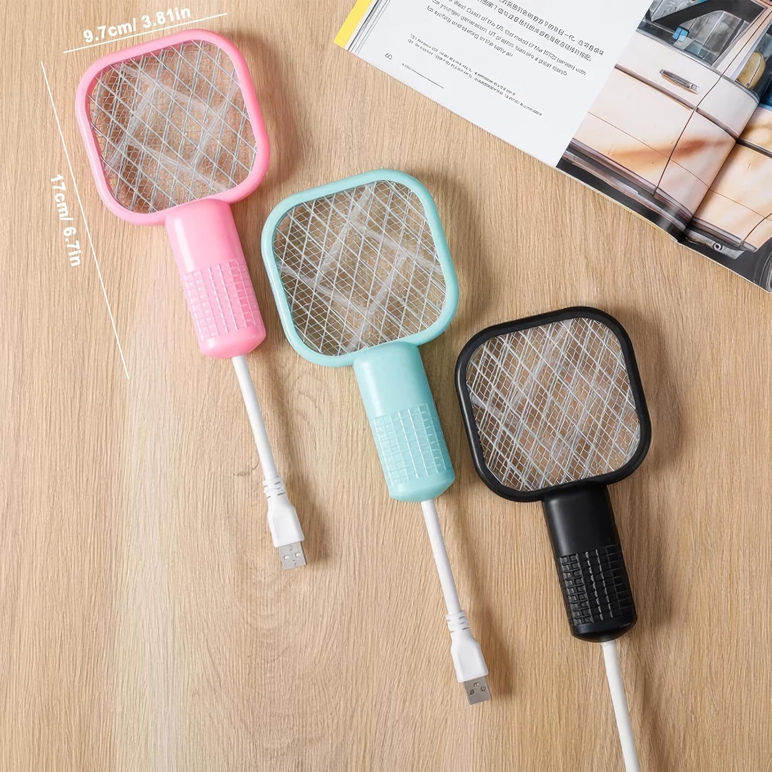 Mini Mosquito Kill Bat & Lamp 2-in-1 | USB Rechargeable Electric Fly Swatter & Bug Zapper | Portable Mosquito Trap Light for Indoor & Outdoor Use (Pack of 1) (Multicolour)