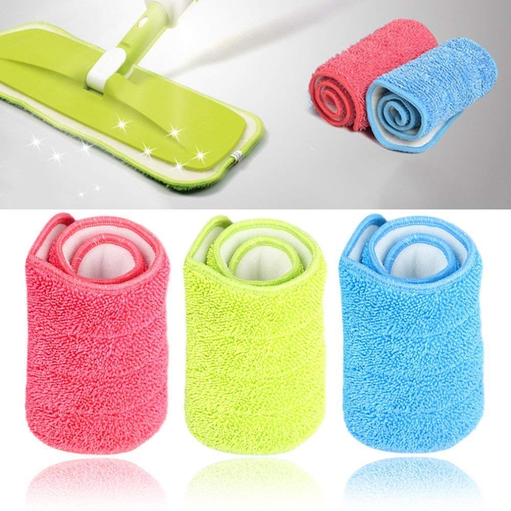 Replacement Reusable Microfiber Spray Cleaning Mop Head Cloth Pads, Standard, Multicolour - 3Pieces