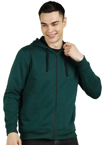 Alan Jones Clothing Men’s Solid Zipper Hooded Sweatshirt